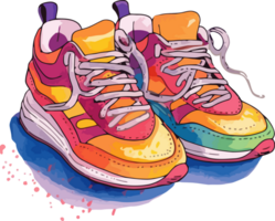 colorato sneaker acquerello la pittura, un' spruzzo di artistico brillantezza ai generativo png