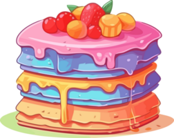 Cartoon Cake Extravaganza, Colorful Pastel Party Delight png