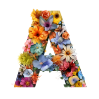 alfabeto uma fez do flores, conjunto do flor flora Fonte, generativo ai gerado png
