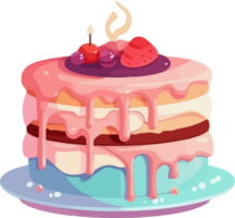 Colorful Cartoon Pastel Cake Illustration for Celebrations png