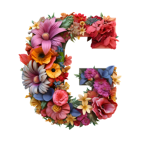 Floral Alphabet, Letter G, floral typography, generated png
