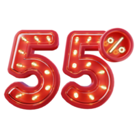 3d Render of 55 Discount Sale Neon Typography png