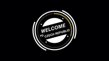 Welcome to the Czech Republic animation. HUD circle, technology futuristic simple view, transparent background, Alpha channel For any video channel