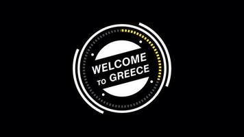 Bienvenido a Grecia animación. hud círculo, tecnología futurista sencillo vista, transparente fondo, alfa canal para ninguna vídeo canal video