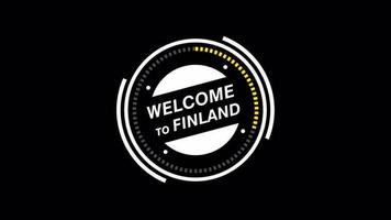 Welcome to Finland animation. HUD circle, technology futuristic simple view, transparent background, Alpha channel For any video channel