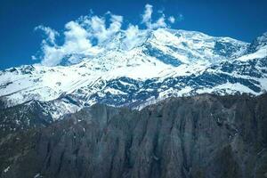 blue mountain and texture of rocks photo