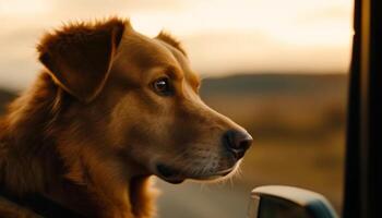 linda perrito mirando lejos, de pura raza perdiguero retrato generado por ai foto