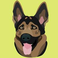 German shepherd flat portrait illustration vector