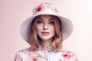 Portrait a beautiful woman wearing hat photo