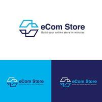 ecom store ecommerce minimalist logo design template vector