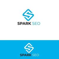 Spark SEO minimalist icon related logo design template vector