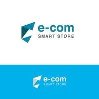 mi com inteligente Tienda comercio electrónico minimalista moderno logo diseño modelo vector