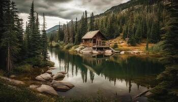 majestuoso montaña rango, tranquilo reflexión, idílico naturaleza generado por ai foto