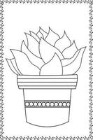 A succulent plant in a decorative  pot Indoor plant Coloring page Black outline for kids Print vector