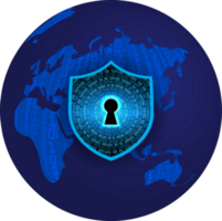 Modern Cybersecurity Technology Background with shield png