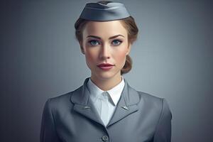 Portrait beautiful stewardess photo