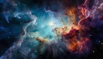 Glowing star field in deep purple space generated by AI photo