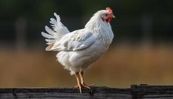 Rooster standing in free range, looking proud generated by AI photo