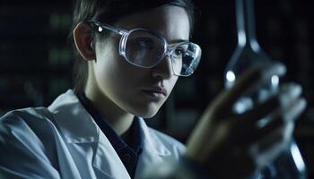 dos mujer trabajando en laboratorio con pericia generado por ai foto