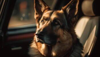 Close up portrait of cute German Shepherd puppy generated by AI photo