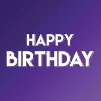 Happy Birthday Text Typography - Elegant lettering calligraphy inscription white-gold text word. Hand drawn design. Modern brush purple background isolated vector