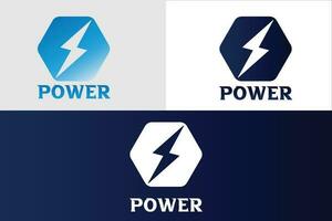 Lightning Logo Template vector flat design. Hexagon bolt emblem logo. Thunder flash symbol logotype.