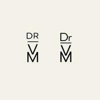 monograma logo, inicial letras re y v o Dr empuje negro color en beige antecedentes vector
