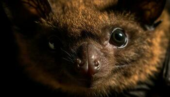 salvaje y gracioso murciélago cara animal personaje generado por ai foto