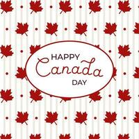 Happy Canada Day Lettering With Maple Leaves Pattern. Vector Illustration In Flat Style