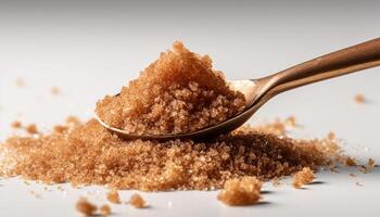 Sweet crystals heap in wooden bowl, elegant dessert generated by AI photo
