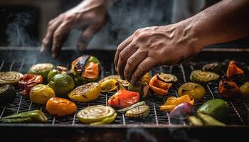 A la parrilla vegetariano comida, Fresco desde naturaleza generosidad generado por ai foto