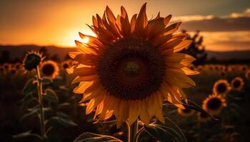 Sunflower beauty in nature, a vibrant meadow generated by AI photo