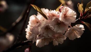 Vibrant cherry blossom in bloom, springtime freshness generated by AI photo