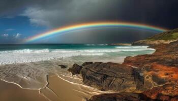 Dom espectro refleja en mojado roca, majestuoso paisaje generado por ai foto
