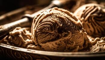 Indulgent homemade dessert, creamy chocolate ice cream generated by AI photo