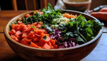 Fresh vegetarian salad bowl with organic ingredients generated by AI photo