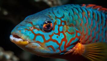 Colorful reef teeming with sea life below generated by AI photo