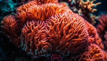 vistoso payaso pescado nadar entre vibrante coral generado por ai foto