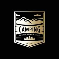 Premium Outdoor Hiking Mountain Badge Logo Design vector