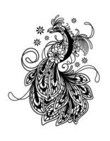 ornamental pájaro de fuego tatuaje diseño vector