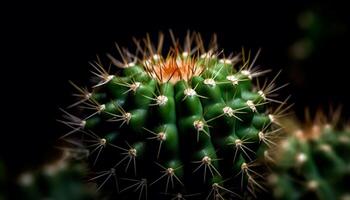 Sharp thorns protect succulent plant fresh growth generated by AI photo