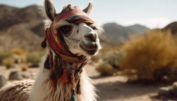 un beduino camello un viaje mediante arabia generado por ai foto