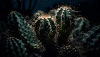 Sharp thorns protect beauty in arid nature generated by AI photo