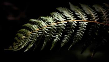 Fractal fern frond spirals in tropical rainforest generated by AI photo