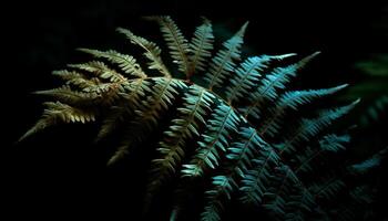Fractal fern frond in tranquil rainforest motion generated by AI photo