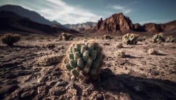 Beauty in nature arid mountains, spiked succulents, sharp sun generated by AI photo