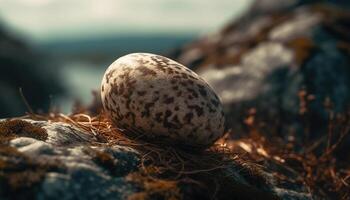 Delicate bird nest holds new life, spotted beauty generated by AI photo