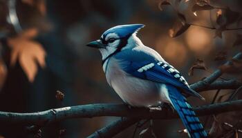 Small tit perching on branch, enjoying tranquility generated by AI photo