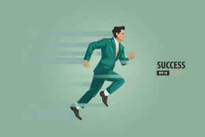 Businessman with suit running to success. acceleration for gain a profit sales. background vector illustration