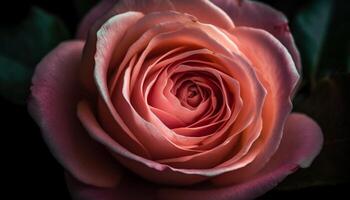 Soft pink petals bloom, celebrating love fragility generated by AI photo